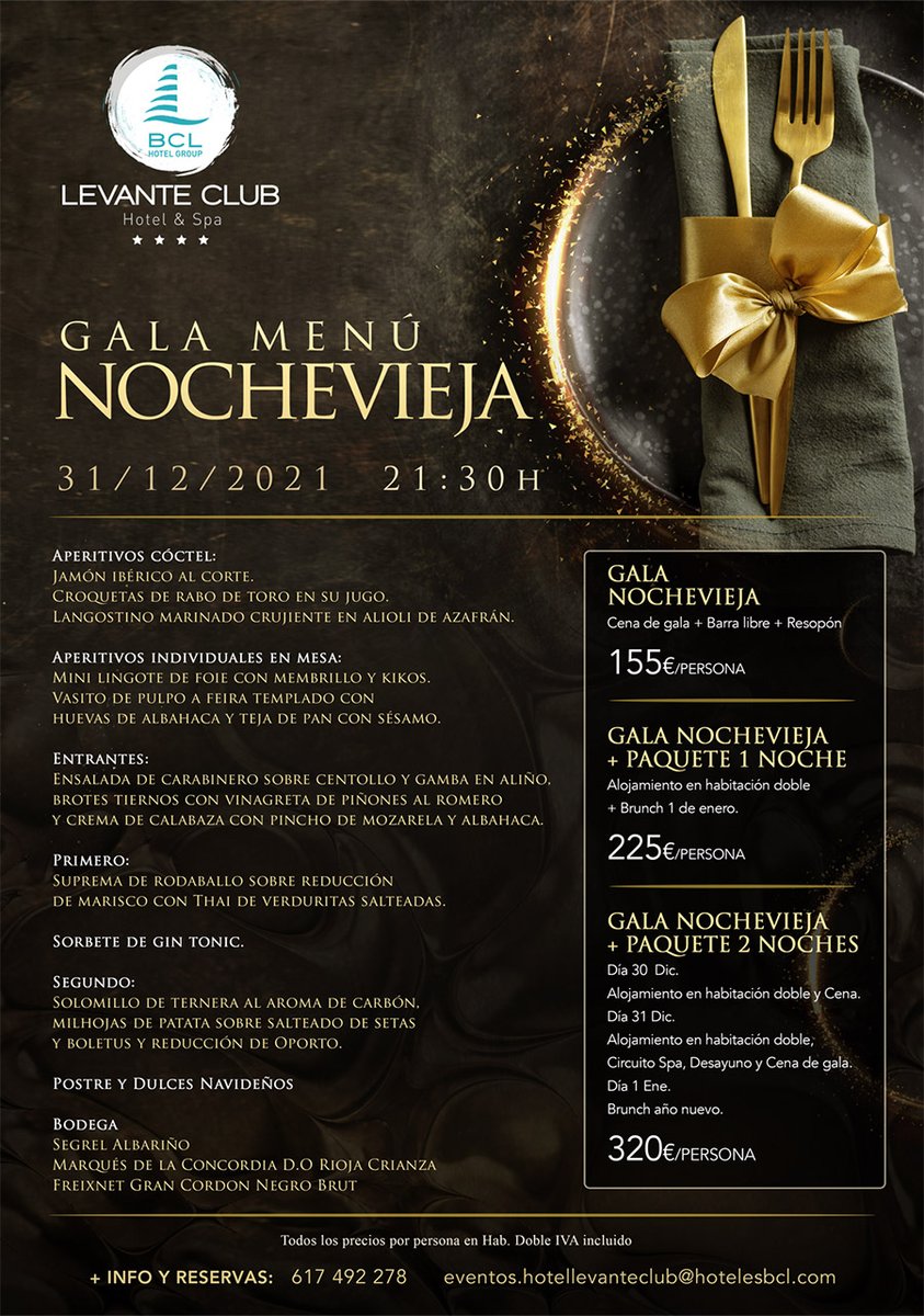 BclHotelLevante's tweet photo. Ya puedes reservar el mejor plan para esta Nochevieja en Hotel BCL Levante Club ¿Te vienes?. / Bookings open for the Best New Year's Eve party at Hotel BCL Levante Club. Do you want to join us?

#hotelbcllevanteclub #hotelesbcl #bclhotelgroup https://t.co/End87eaqkc
