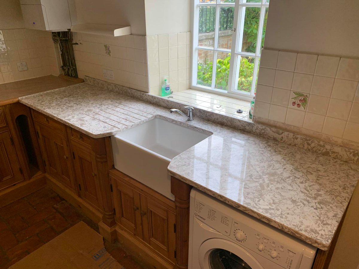 CJStonemasonry's tweet photo. 30mm Fugen Euphrates worktop replacement in Sancton.
Sink top only due to years of water damage.
We even made a sealing strip to butt up to the existing worktop!
https://t.co/EgK6HoxIq8
#quartzworktops #dreamkitchen #WorktopReplacement https://t.co/cR6LMmgk7X