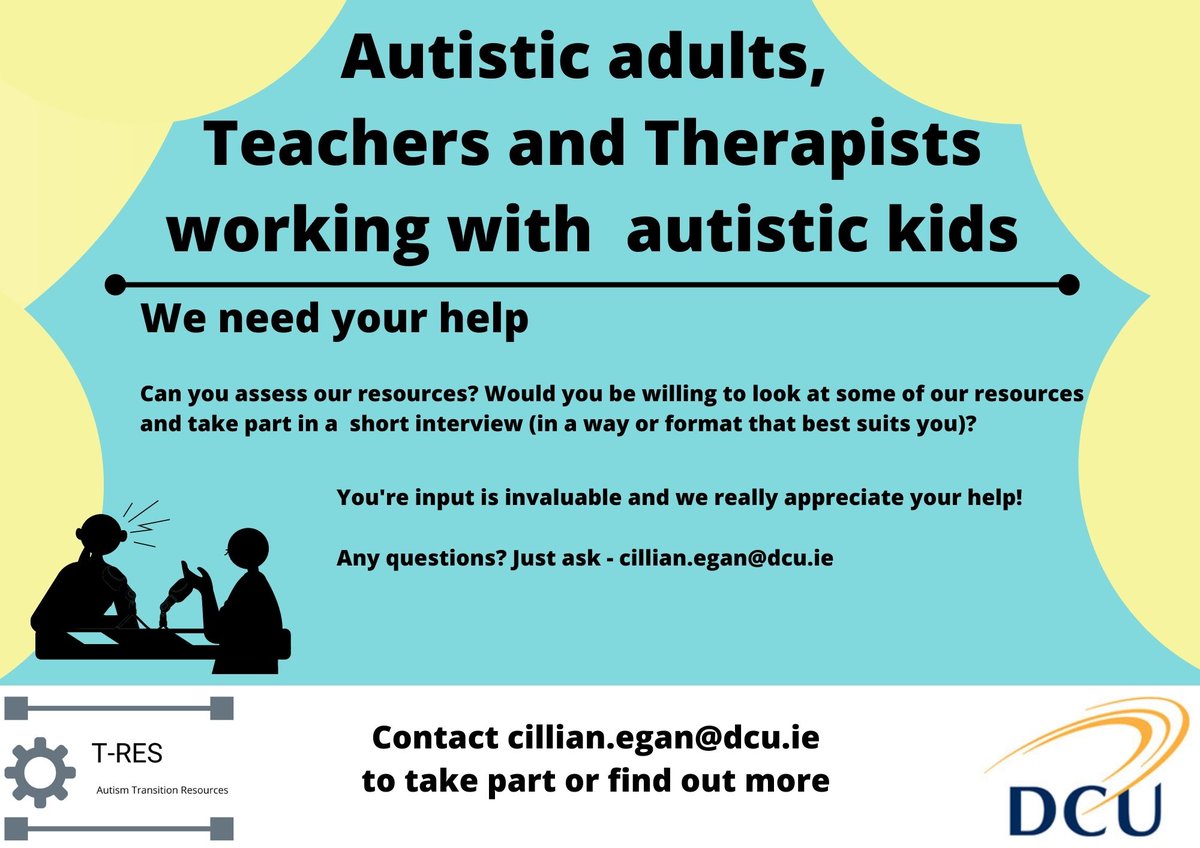 TResAutism's tweet photo. To make sure that the resources we’ve created are useful, we need feedback from autistic adults, teachers, OTs, SLTs, psychologists and other therapists.

If you can help please contact us. We will arrange participation in the way that best suits you.
#Autism #COVID19 #Research https://t.co/WvS0RWDT3v