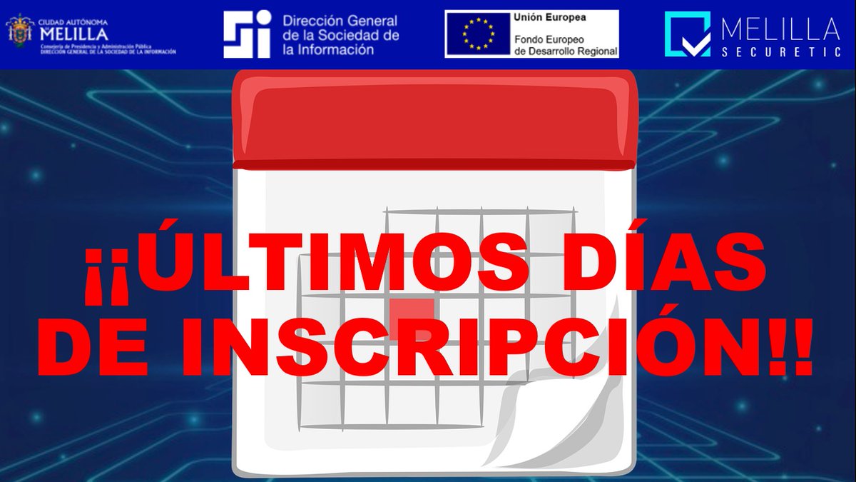 MSecureTIC's tweet photo. ⏰⏰ INSCRIBTE en el taller de SEGURIDAD EN SISTEMAS OPERATIVOS que llevaremos a cabo la próxima semana (16, 17 y 18 de Noviembre) más INFO 👉 https://t.co/VP8cxlWJFx o talleres@melillasecuretic.es https://t.co/wMOOX60186