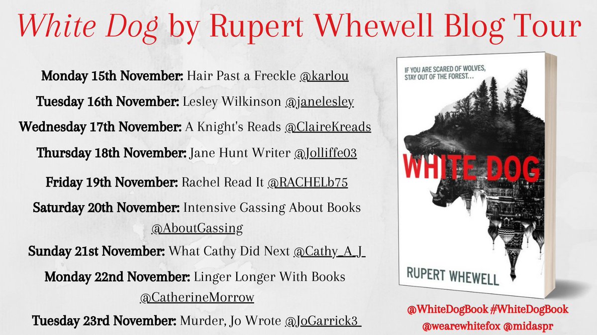 hannahbrightpr's tweet photo. Not long to go until the #WhiteDogBook #blogtour kicks off on Monday with the lovely @karlou! The gripping thriller is out on Thursday! @midaspr @WhiteDogBook @wearewhitefox https://t.co/7DdVx8Qpju