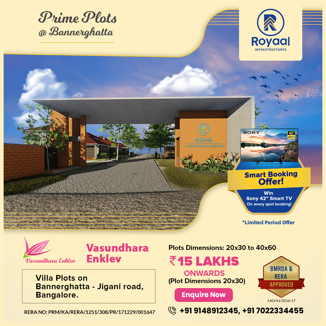 RoyaalInfrastr1's tweet photo. Own prime plots at Bannerghatta - Jigani road from Vasundhara Enklev. The plots are located in the most sought after location of Banglore, Jigani Road, Bannerghatta
Book NOW! https://t.co/1BE4pdZ2su
#Royaal #VasundharaEnklev #PlotsForSale #VillaPlots https://t.co/UElj0hETmN