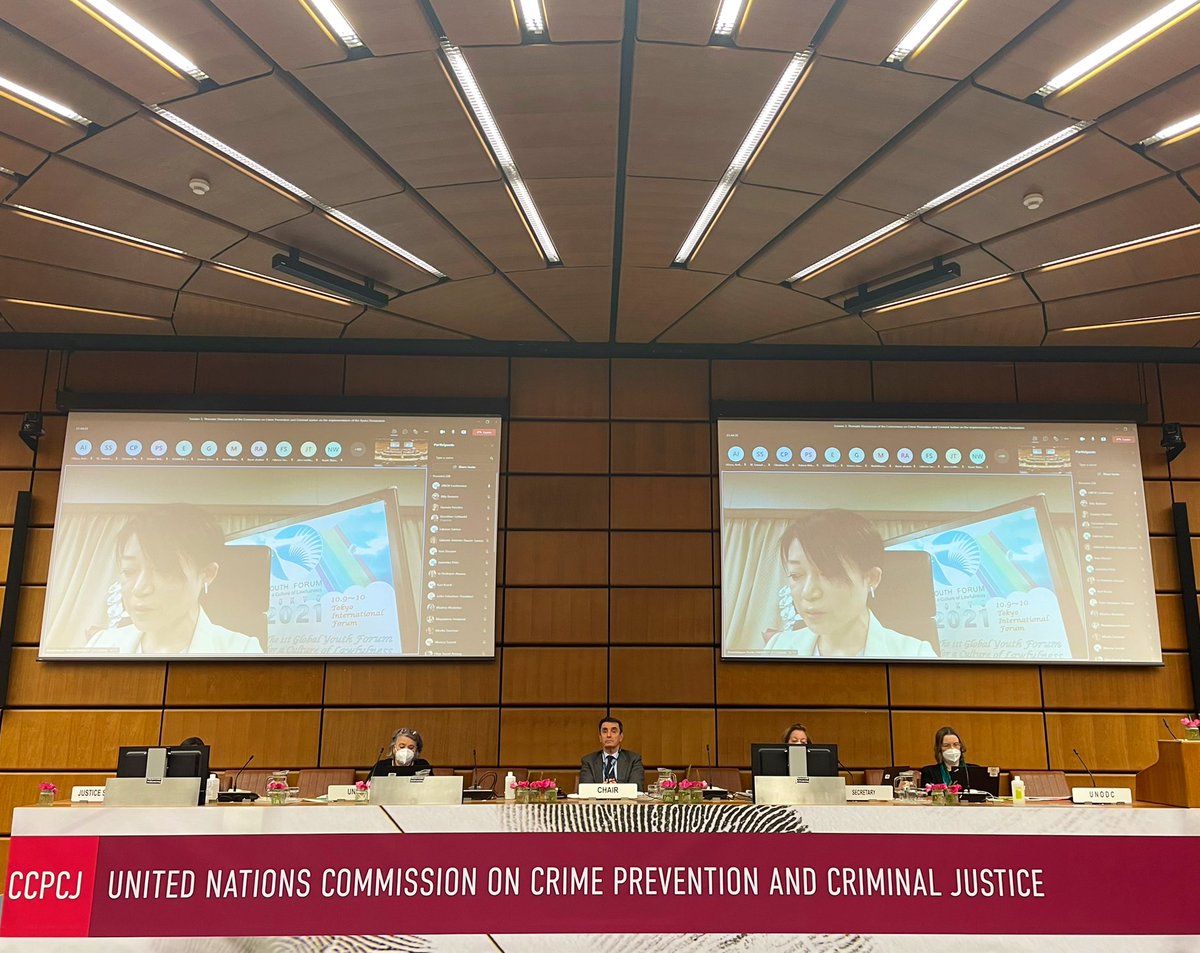Welcoming our first panellist Shibata Noriko, Assistant Vice-Minister of Justice of Japan @MOJ_HOUMU – speaking on the importance of providing platfroms for youth to discuss crime prevention and criminal justice matters @JapanMissionVie #CrimeCongress #CCPCJ30 #CCPCJ2021