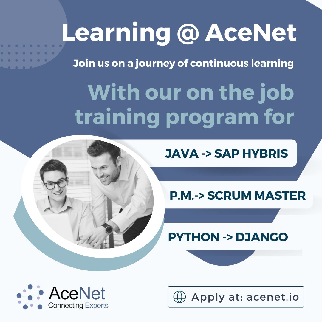 AceNet_Imbibe's tweet photo. At AceNet, we believe job and learning go hand in hand. Hence, we provide the opportunity to upskill your abilities. To upgrade to the next level in your carrier, Join us at: https://t.co/BNTMEewmIj
#IT #jobs #Upskill #Training #Careers #Django #AceNet #ImbibeConsultancy https://t.co/ZgyfkAplE5