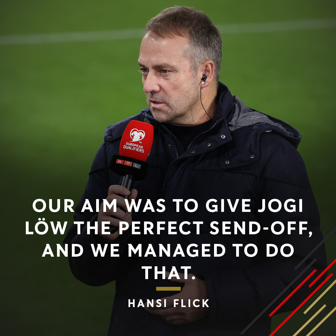 DFB_Team_EN's tweet photo. A convincing victory to bid farewell to our former head coach 👋

🗣️ Read Hansi Flick's post-match interview: https://t.co/PhHr18108a

#DieMannschaft #GERLIE https://t.co/nAQlt2TVab