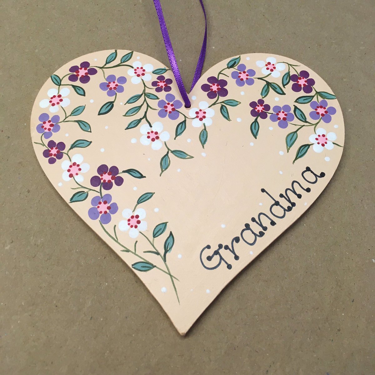 10% off voucher today THANKYOU21.            Excited to share this item from my #etsy shop: Grandma Hand Painted Original Artwork Floral Wooden Heart etsy.me/31WxI3a