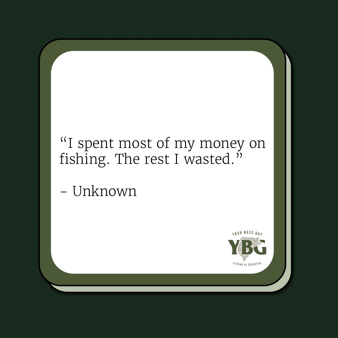 "I spent most of my money on fishing. The rest I wasted." - Unknown

Share and tag an angler who spends all of their money on fishing gear and their boat (like they should) 🎣

#gonefishing #fishingquotes #fishing