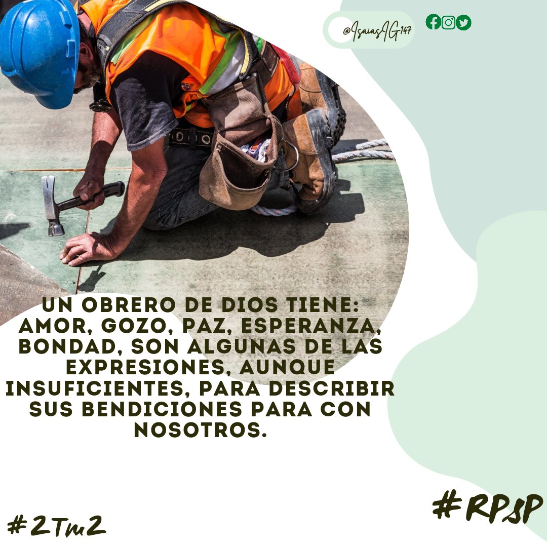 IsaiasIG147's tweet image. #ReavivadosporsuPalabra
Un obrero de Dios tiene:
➡️Amor, gozo, paz, esperanza, bondad, son expresiones de misericordia.
➡️ insuficientes para observar sus bendiciones para con nosotros.
➡️ Un obrero para penurias. 
#2Tim2 #RPsP #PrimeroDios