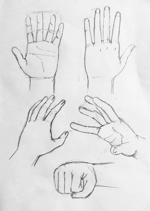 【2週目】2日目前半:クロッキー(97回目)
手模写
子供の手の描き方を学ぶ 
