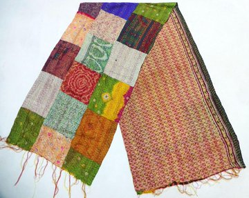 Handmade patch work Silk Kantha Scarf Head Wrap Stole Dupatta Collar Neckerchief Scarves KL91