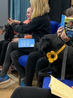 PupilSupportDGS's tweet photo. Our Paws to Read session this morning some girls thought our wee Ruby needed a make over 😄 https://t.co/mcf7apDmpS
