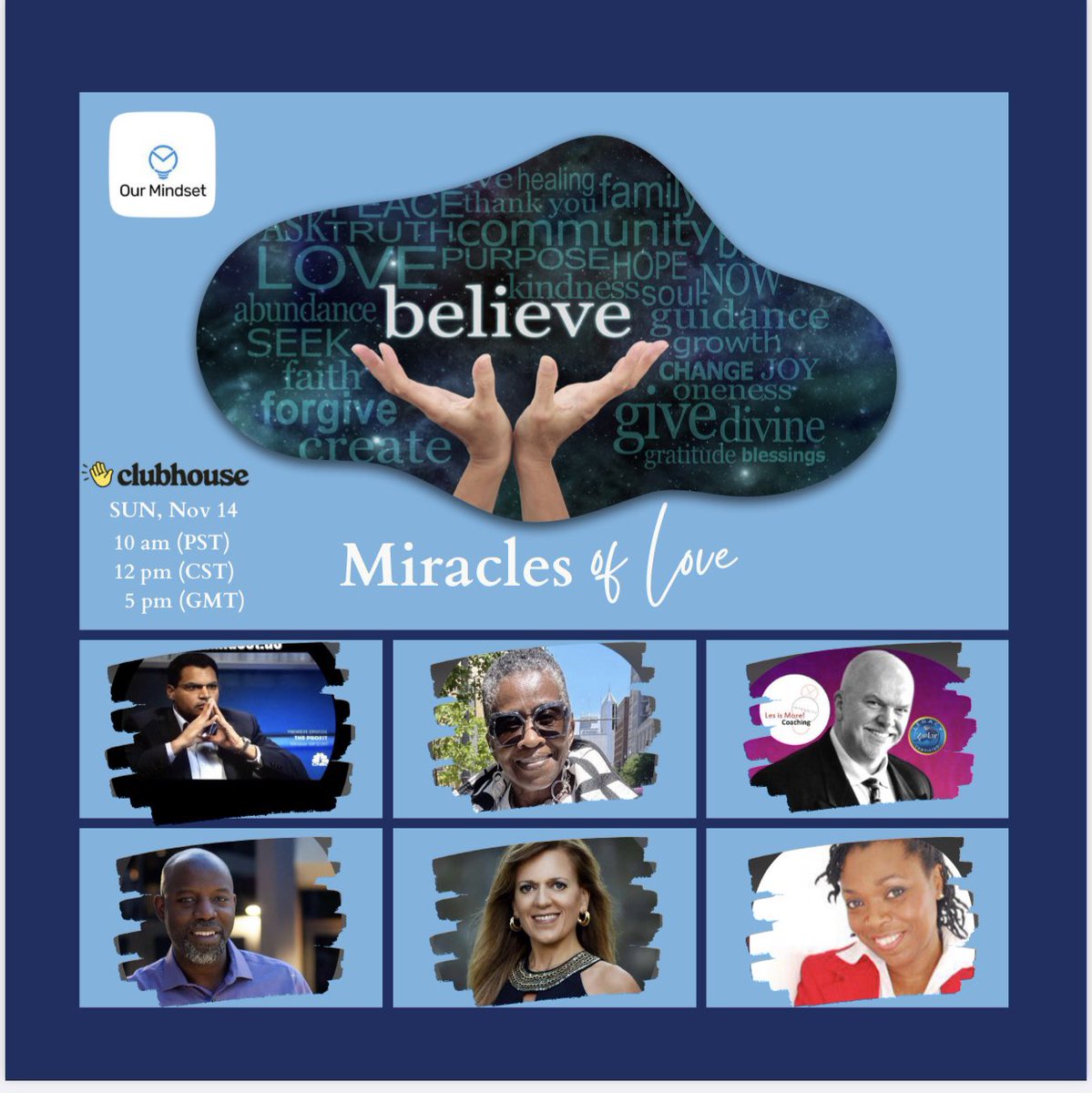 Come join us for a Sunday Service of praise and worship. Believe in the Miracles of Love. Everyone is welcome. Click on the link. clubhouse.com/event/PNOpOoQK