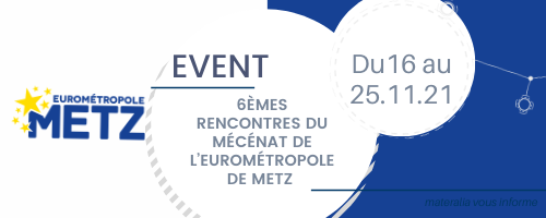🔍[𝔸ℂ𝕋𝕌 𝔼ℂ𝕆𝕊𝕐𝕊𝕋𝔼𝕄𝔼] | 6ÈMES RENCONTRES DU MÉCÉNAT DE L’EUROMÉTROPOLE DE METZ 🔍#MatActu #MatEvent 

📅Du 16 au 23.11.21
📌5 rencontres inédites, insolites et exclusives, dans 5 sites de l'<a href="/EuroMetroMetz/">Euro-Métropole de Metz</a>.

🎫Inscription : swll.to/9ULRp