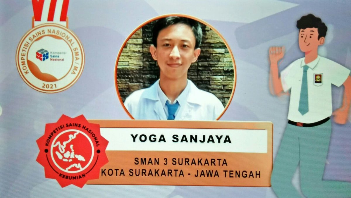 Selamat untuk ananda Yoga Sanjaya meraih medali perunggu KSN Bidang Kebumi