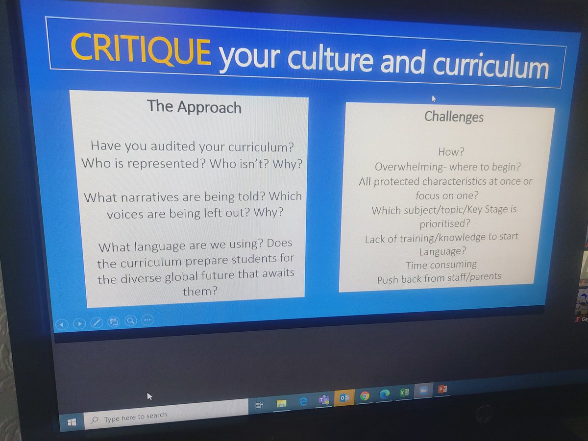 CeiagM's tweet photo. Brilliant session with @Bex_Diversity looking at the 5 Cs to diversify the curriculum with  Lots of practical advice to implement straight away
#DiverseEd https://t.co/6sAfKxuETW