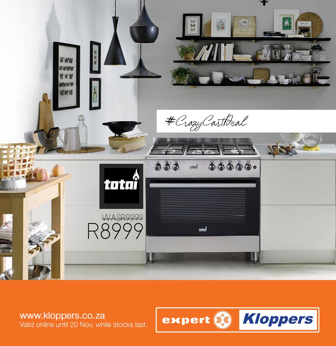 Totai T800E 90cm Multifunction Gas / Electric Freestanding -cooker marked down to R8999 ( SAVE a R1000 ) This is an online exclusive valid until 20 Nov 2021 while stocks last. 
kloppers.co.za/default/totai-…  #crazycartdeal  I