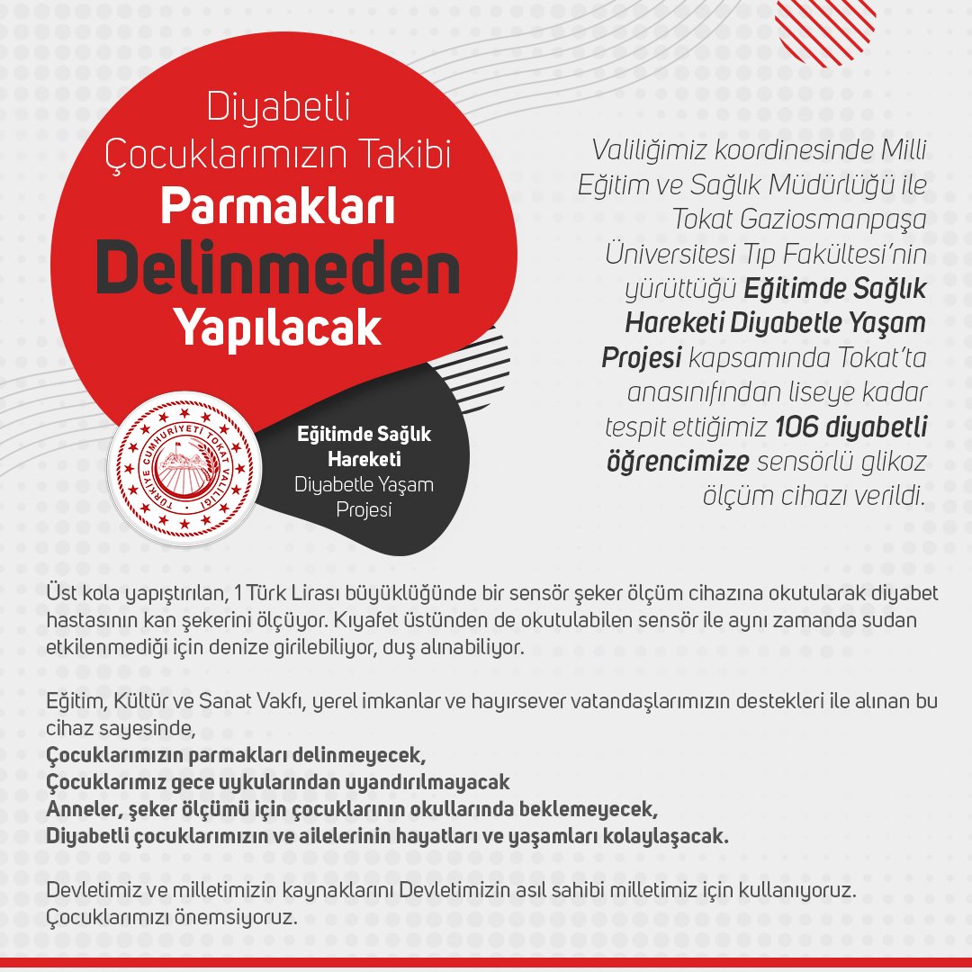 TOKAT'TA DİYABETLİ ÇOCUKLARIMIZIN TAKİBİ PARMAK DELMEDEN YAPILIYOR

Valimiz Dr. Ozan Balcı, "Anasınıfından liseye diyabetli çocuklarımızın takibi parmakları delinmeden yapılsın istedik.Devletimizin-milletimizin kaynaklarıyla çocuklarımızın yanındayız."

👉 bit.ly/3kxvA8l