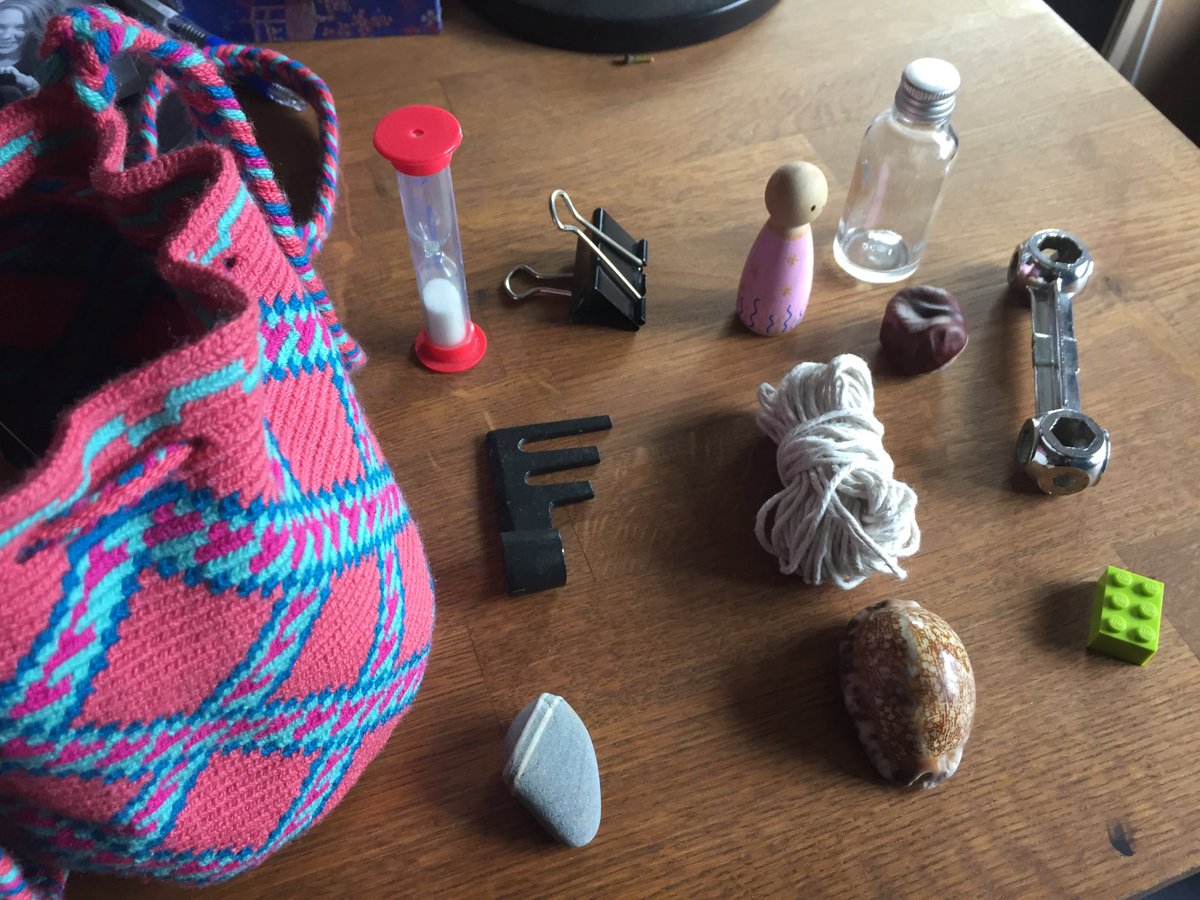 MiraLaur's tweet photo. Preparing my bag of tricks for tonight’s Dance Audience Club ⁦@TheMillBanbury⁩ ahead of ⁦@seetadances⁩ performance of #TheRiteofSpring ... looking forward to scratching our collective heads about how we watch dance. Can you guess what part these objects play?! https://t.co/U7nxX72okG