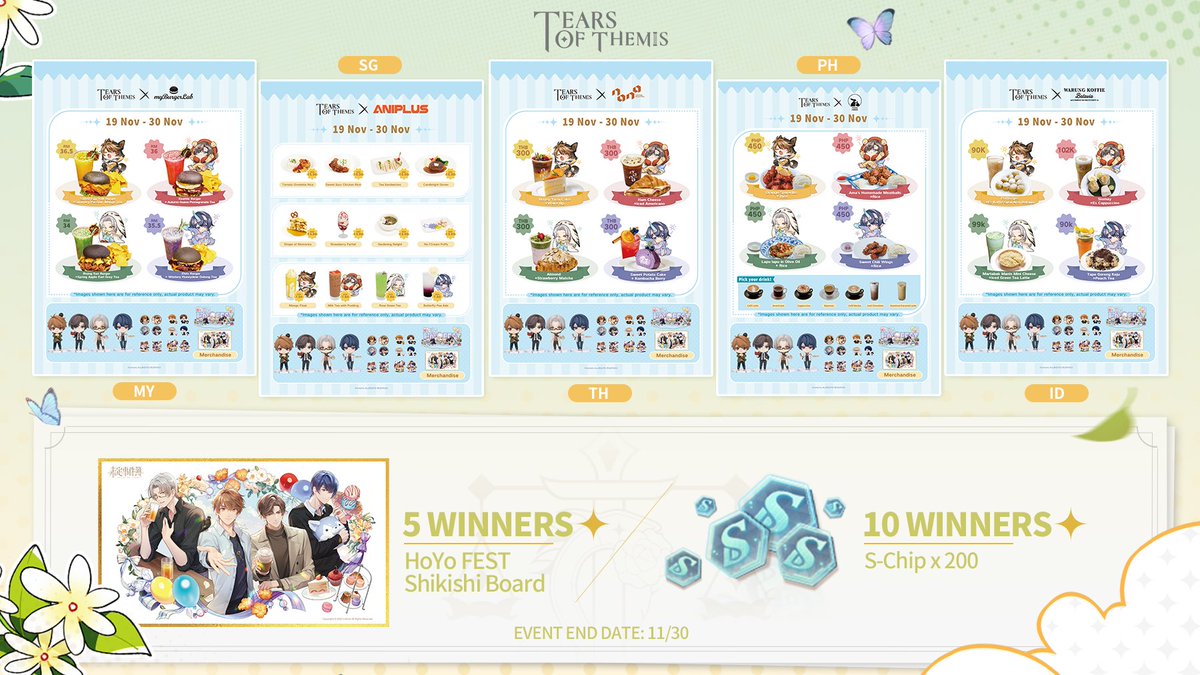 The customized meals menus &amp; FAQs of HoYo FEST café are here!

🎁We've also prepared gifts for Attorneys from all over the world! RT this post for a chance to win merch or S-Chip x200!

✦ Check Menus: mhy.link/686SLBA6
✦ Check FAQs: tot.mihoyo.com/en-us/informat…

#TearsOfThemis