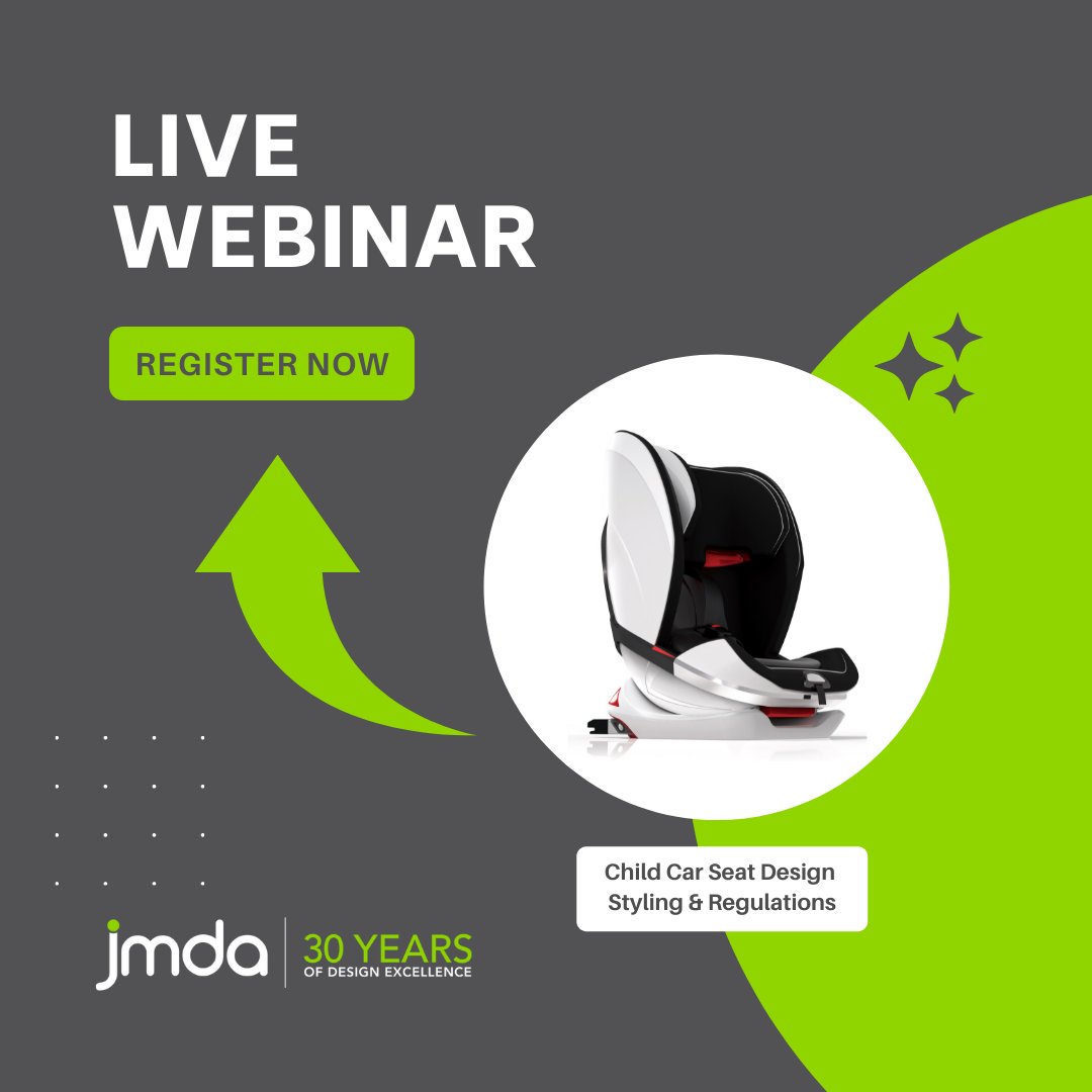 JMDADesign's tweet photo. Have you registered for our webinar next week ‘Child Car Seat Design Styling & Regulations’?
Register now>>> https://t.co/UsRiw4oWSe
#crs #childrestraintsystems #childcarseats #crsdesign #productdesignagency #r44 #endofr44 #crsregulations https://t.co/a1bbjrbRLe