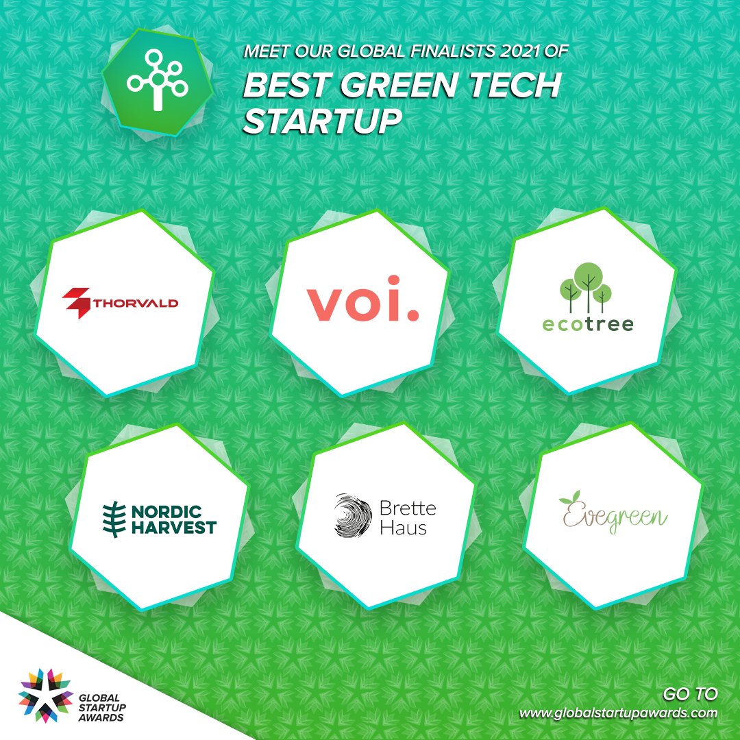 Startup_Awards's tweet photo. We are pleased to present our finalists for the Best Green Tech Startup category during the Global Grand Finale 2021! 🌱

You still have time to support and vote at https://t.co/ho2yXroewG
 
Get your tickets today at https://t.co/v29lJnGUTw
 
#GlobalStartupAwards #GrandFinale https://t.co/z3XJRObHHn