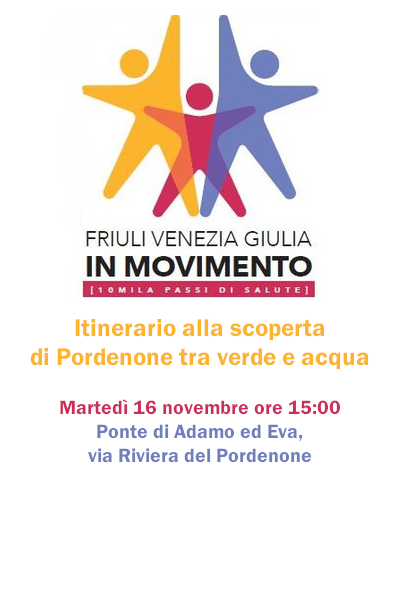 comunepordenone's tweet photo. ⏰ martedì 16/11 ore 15:00 sul ponte di Adamo ed Eva presentazione del progetto FVG IN MOVIMENTO.10mila passi di Salute
👣 Una passeggiata dimostrativa del percorso Alla scoperta di #Pordenone tra verde e acqua
Info 👉 https://t.co/J5Ev95LwhM 

#EventiPN
@FVGlive @somewherefvg https://t.co/HROsnXuvPR