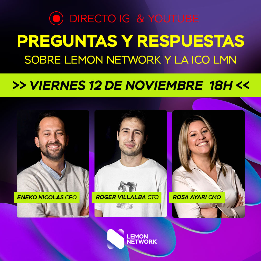 LMN_Network's tweet photo. ⚡Hoy a las 18h Directo en Lemon Network 🚀

Instagram https://t.co/5mOEvR14vQ
Youtube https://t.co/2bH8y9FgJg

Estarán:
@EnekoNicolas CEO
@LMNDevs CTO
@RosaAyari CMO

#LMN #Lemonnetwork #blockchain #ICOProject #ICO https://t.co/nFXz1IOzZr