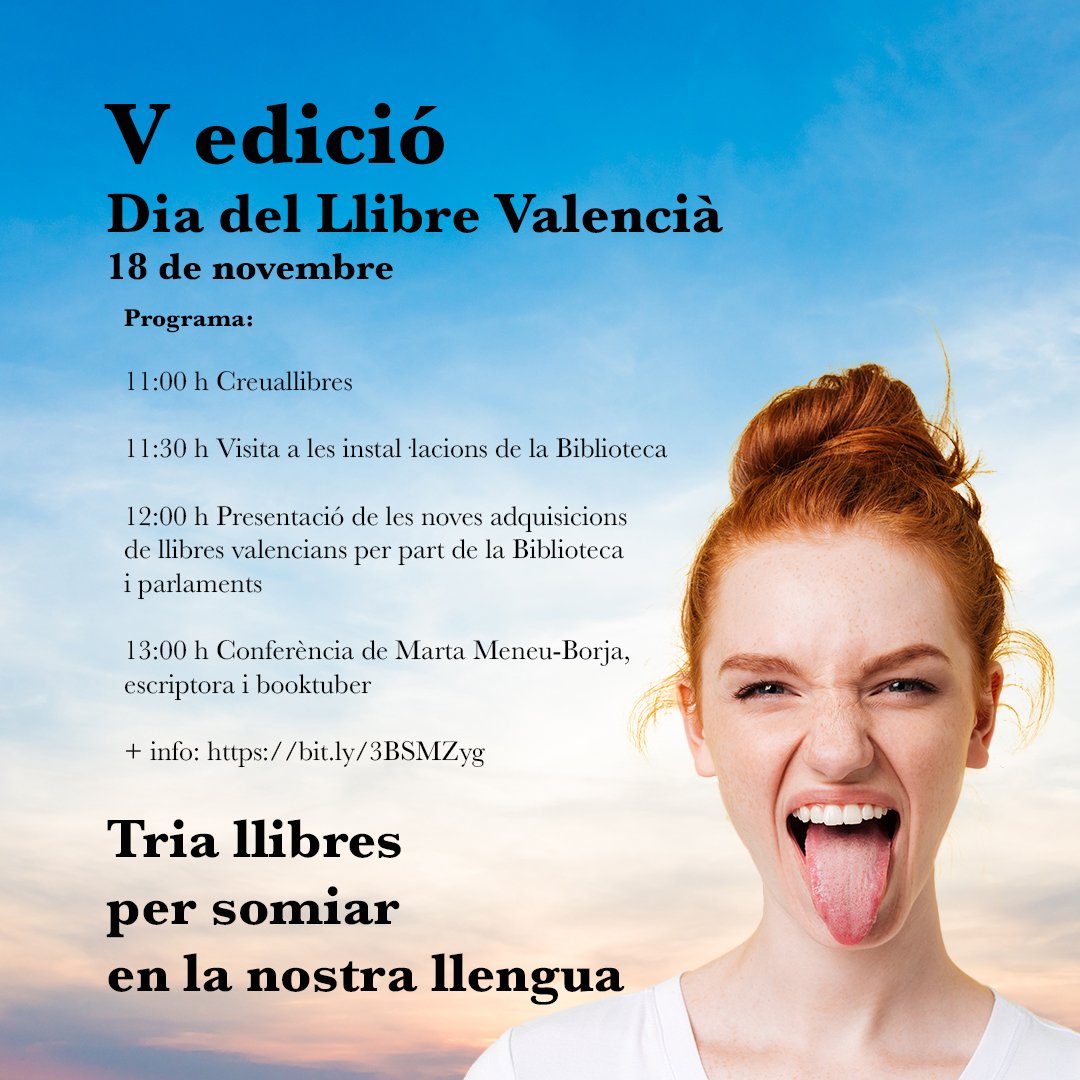 El dijous 18 de novembre es celebra el #DiadelLlibreValenciaUJI amb

➡️Creuallibres a l'Àgora.
➡️Presentació de les noves adquisicions de la <a href="/BibliotecaUJI/">Biblioteca UJI</a> ➡️Conferència de l'escriptora i booktuber valenciana @martameneuborja:
13 h
Sala d'Actes de la FCS-@ujiuniversita