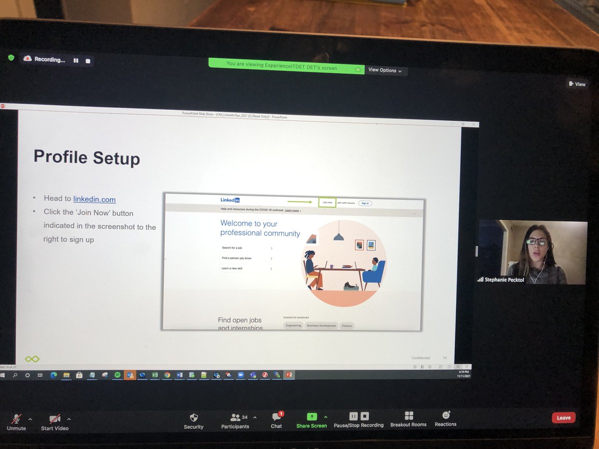 ExperienceITDET's tweet photo. This week's partner intro and soft skills instruction on social media courtesy of Ally Petrossi, Stephanie Pecktol and Tiz Gill of @OneMagnify. Teaching our students how to market themselves in the tech marketplace. https://t.co/z8cxDvKUwm