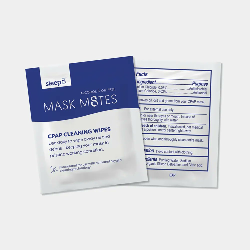 mysleep8's tweet photo. Keep your CPAP Mask in tip-top working condition with these alcohol and oil free wipes. They remove dust, dirt, and grime from your mask with ease. Use before cleaning with your Sleep8 Device for the ultimate clean. Buy yours here: https://t.co/6dRMIrXFCs https://t.co/aq5YPeE2YP