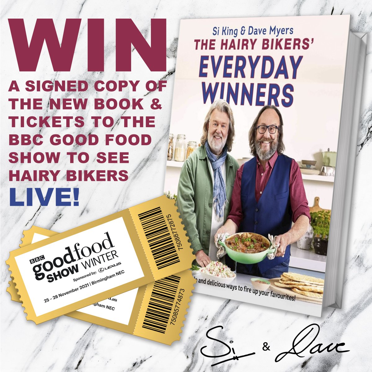 hbkitchenware's tweet photo. WIN A SIGNED COPY OF THE NEW HAIRY BIKERS BOOK AND TICKETS TO THE BBC GOOD FOOD SHOW TO SEE THE HAIRY BIKERS LIVE!

LIKE, SHARE THIS POST AND TAG WHO YOU WOULD LIKE TO TAKE WITH YOU!

•The closing date is Friday 19th November.
TERMS &amp; CONDITIONS APPLY https://t.co/QMjEkLN3Xf