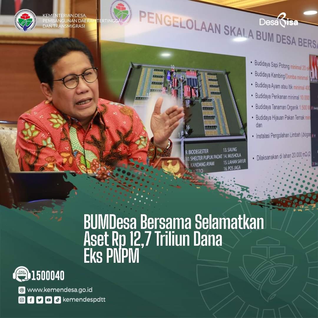 “Amanat Pasal 73 Peraturan Pemerintah (PP) 11/2021 ttg BUMDesa, pengelola kegiatan dana bergulir Eks PNPM wajib dibentuk menjadi BUMDesa Bersama,” kata Mendes PDTT,  Abdul Halim Iskandar <a href="/halimiskandarnu/">ABDUL HALIM ISKANDAR</a> saat konferensi pers secara virtual, di Jakarta, Kamis (11/11/2021).