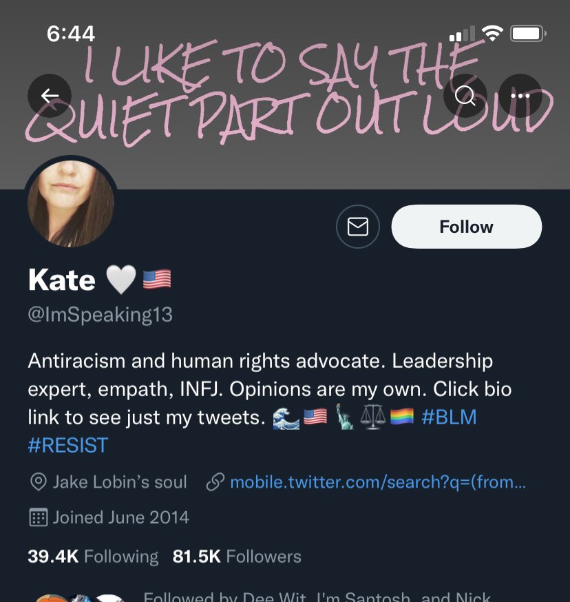 truthseeker9611's tweet photo. @ImSpeaking13 You should probably edit your bio a little… it’s very misleading. But by all means, do your thing girl🙄 https://t.co/8pootMRbRy