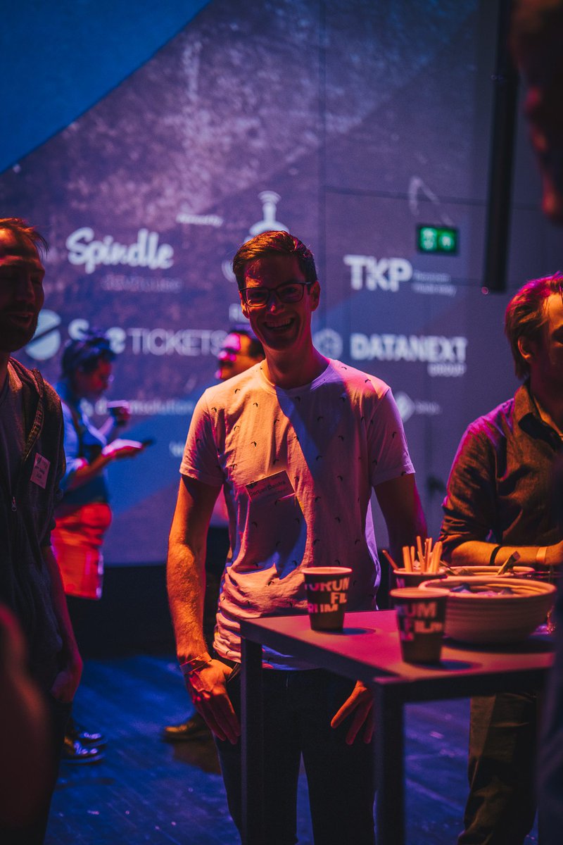 MarkV's tweet photo. Gertjan being happy he finally is a Python developer :P, while Wouter, Dick and Pascal are catching up. #PyGrunnX #PyGrunn https://t.co/7zdRbzeMas