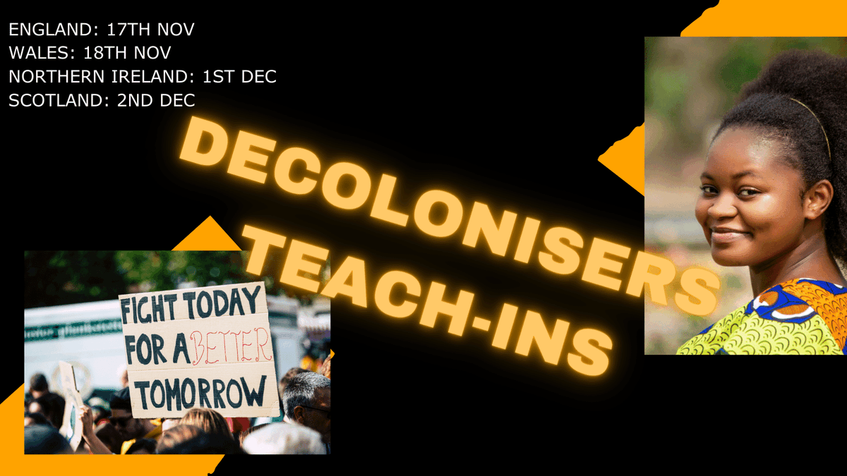 Decolonisers Teach-ins!

Are you an anti-racist or climate justice activist wanting to gain a better understanding of decolonisation?

Are you about to start your local decolonisation campaign?

Sign up for one of NUS (free and virtual) teach-ins!

nus.org.uk/campaigns/deco…