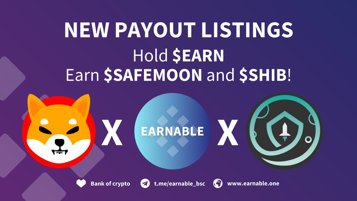 StratDEFI's tweet photo. GROUNDBREAKING NEWS!

$EARN is the first reward token having both @safemoon AND @Shibtoken as payout options!

From now on, you can claim your passive income in #safemoon or #shiba &amp; expand your crypto portfolio without investing more!

#earnable #bankofcrypto #BSCGem #Binance https://t.co/Wf5FjH7Jxx