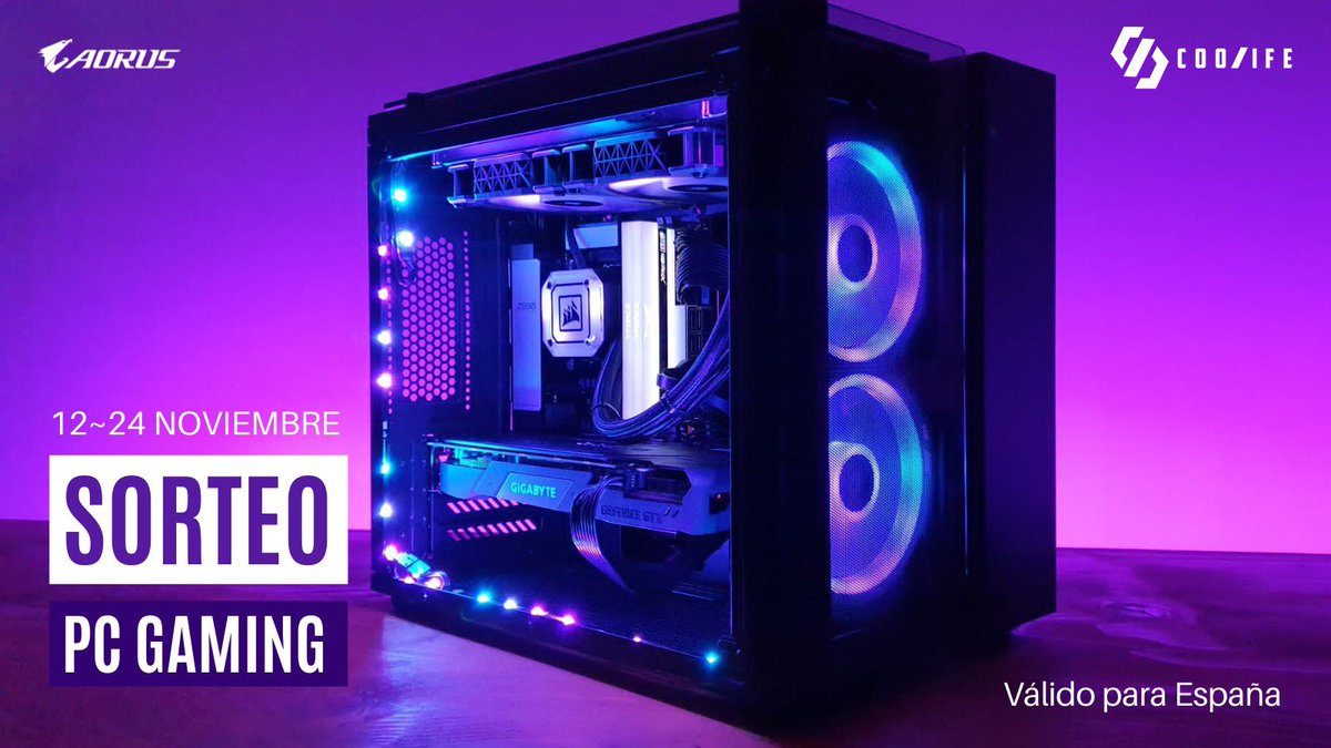 🟣¡SORTEAZO!🟣 PC GAMING AORUS X COOLIFE

😎¡Celebremos las 1000 horas en directo con un sorteo muy especial valorado en más de 2000€!😎

1⃣ RT🔃 y síguenos @coolifegame <a href="/aorus_es/">AORUS España</a> 
2⃣ Sígueme en Twitch: Twitch.tv/Coolifegame
3⃣ Confirma los pasos AQUÍ👇
gleam.io/vPnJS/aorus-pc…