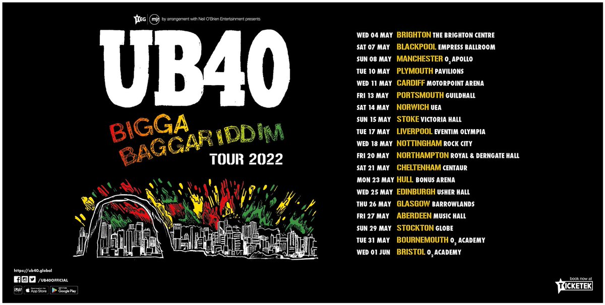 UB40OFFICIAL's tweet photo. 2021 Tour Announcement 

It is with great regret that we are announcing the postponement of our UK / Irish tour dates for 2021 which unfortunately will now be pushed into 2022. Our promoters have made this decision due to concerns over rising Covid cases across the country and https://t.co/T2JZZxxAgu