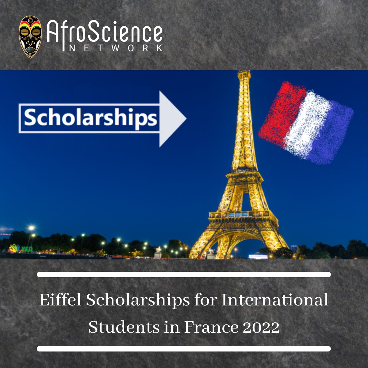 Afroscience1's tweet photo. Eligibility:

Eligible Countries: International students (except French students) are eligible to apply for these scholarships.

Learn More 

https://t.co/qekKmGtU8Y
 #students #scholarshipopportunities #africa  #science #afroscience https://t.co/Pr5NfPnIC5