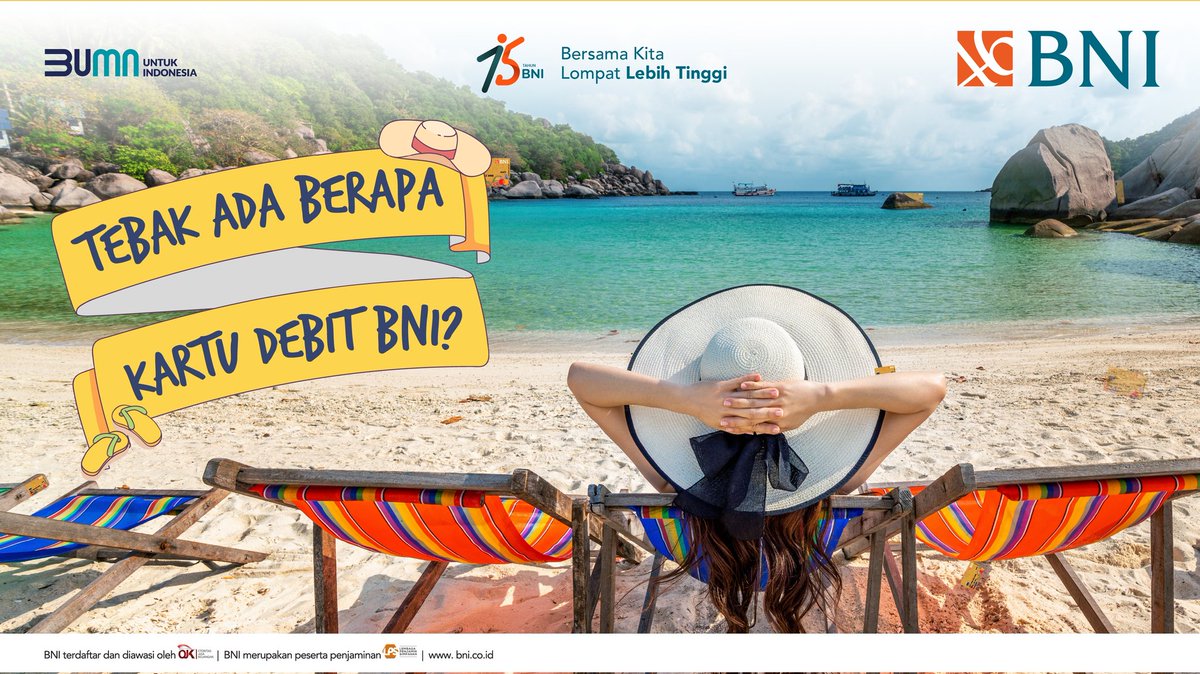 BNI's tweet photo. YANG MAU TAMBAHAN SALDO BUAT LIBURAN SINI KUMPUL!📢 

Caranya kamu tinggal hitung berapa jumlah kartu BNI yang tersembunyi. Tulis jawaban kamu pake format: 

"_______ Kartu Debit BNI #BNIQuiz" 

Sebelum mulai ngitung, retweet dan love tweet ini dulu yuk😉 https://t.co/GgfrZKUKxa