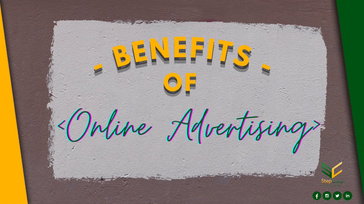 StepCorpIT's tweet image. Businesses of all sizes may profit from online advertising because it allows them to provide relevant, personalized, and timely messages to their customers at a fraction of the expense.

#StepCorpITSolutions
#StepCorp
#ITSolutions
#ITProfessional
#VirtualAssistant