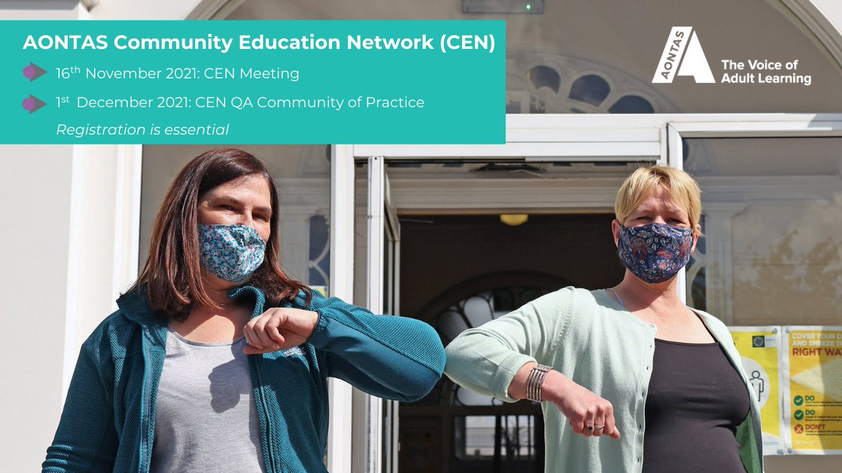aontas's tweet photo. ❗️Calling all AONTAS #CEN members❗️
There are two CEN meetings coming up:
➡️ 16th November - AONTAS CEN Meeting
➡️ 1st December - AONTAS CEN QA Community of Practice
Registration is essential: https://t.co/3NUWVXH9sg
See you online! #CommunityEducation #AONTASmember #EdChatIE https://t.co/d34FCTOl4f