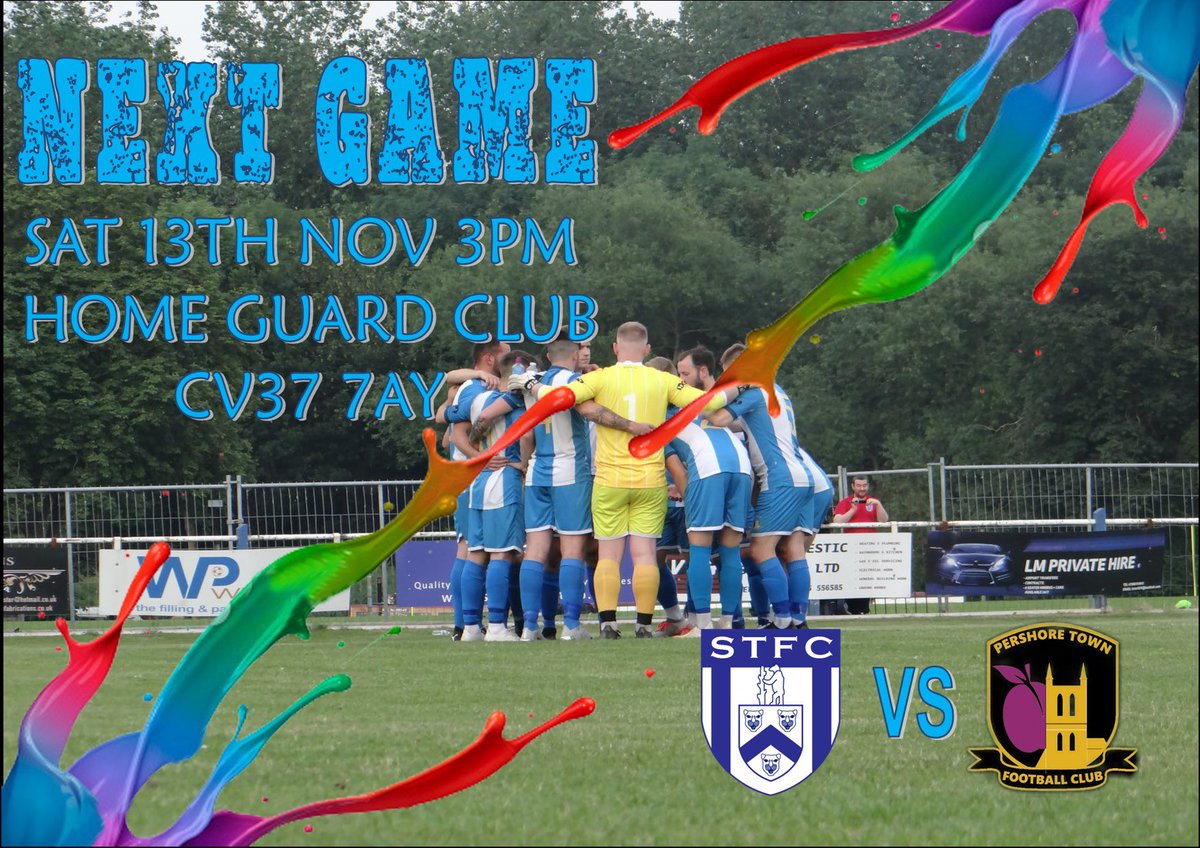 Next Game

🆚 FC Stratford 
📍 CV37 7AY
🎟 Pay on the gate
🏆 Hellenic League Division One
⏱ 3pm