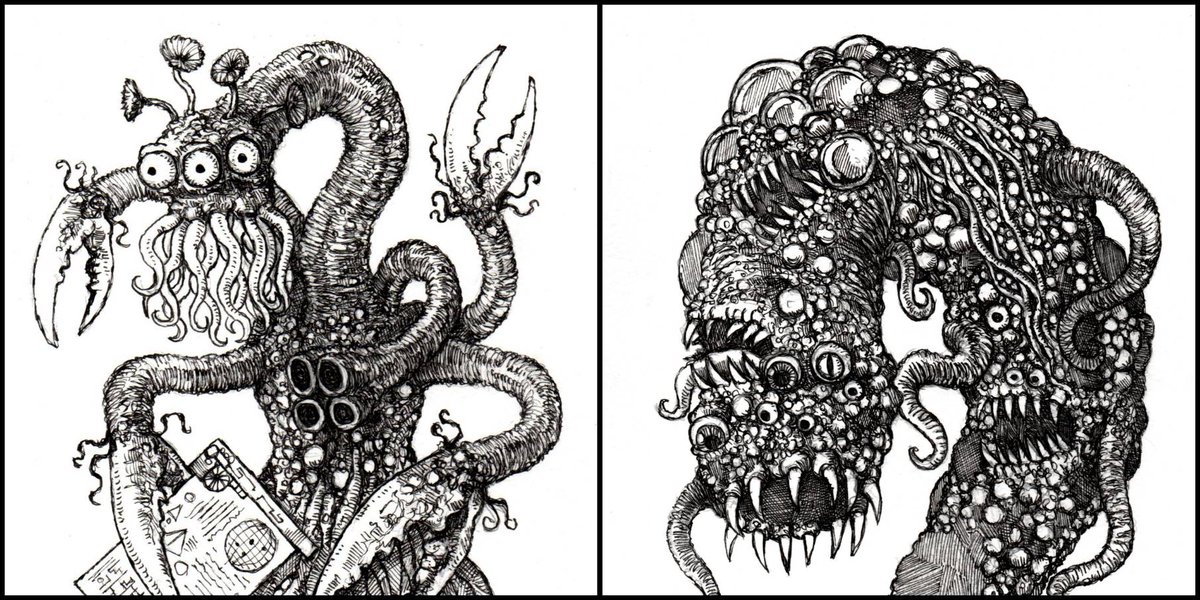 Drop now!! 🔥 0.25-0.27 $ETH 🪙
opensea.io/collection/ten…
See "Great Race of Yith" alien race that have ability to swap mind and body, and "Flying polyp" monstrosity that destroy them 🐙

#NFTartist #nftcollector #NFTCommunity #OpenSeaNFT #Lovecraft #BigeggsBlackPen