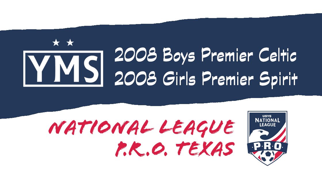 ymssoccer's tweet photo. Good luck to the YMS 2008 Boys Premier Celtic &amp; Girls Premier Spirit in this weekend’s USYS NL P.R.O. opening event in Texas! 
#ymssoccer #EarnYourPlace #NLTexas 
@USYouthSoccer @NationalLeague https://t.co/JeFrEjheoN