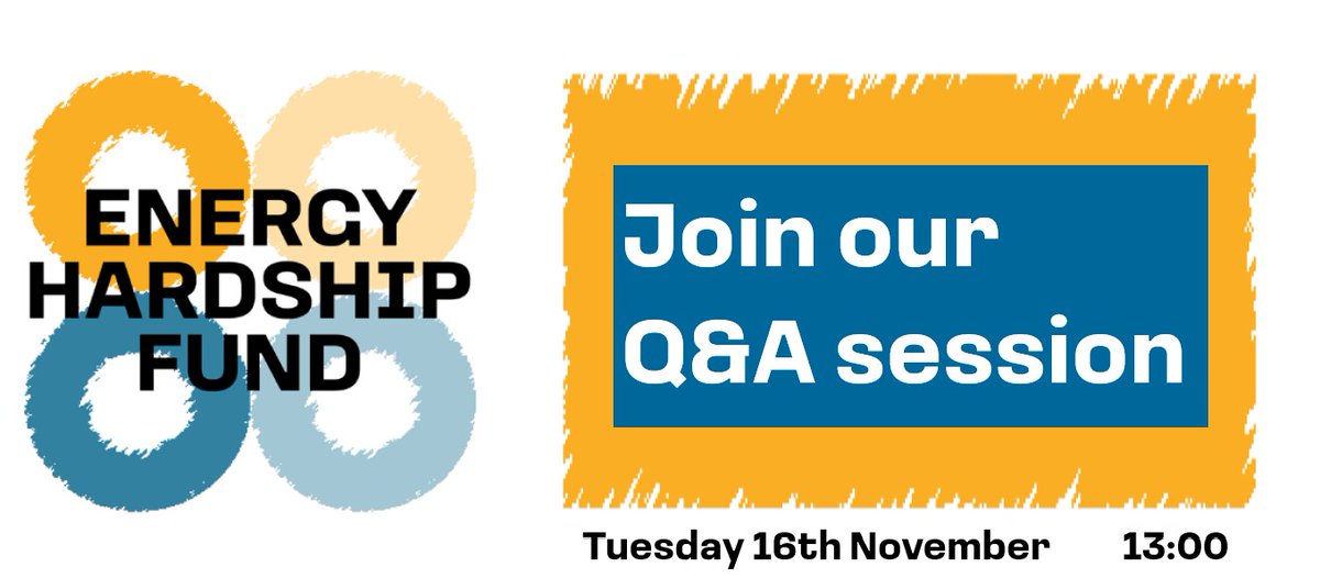 We'll be hosting a Q&amp;A session on Tuesday 16th November to give you the chance to find out more about the #EnergyHardshipFund. Hear about the fund and how your organisation can contribute  and distribute vouchers on behalf of your residents. Register here ow.ly/yhS650GM4gG