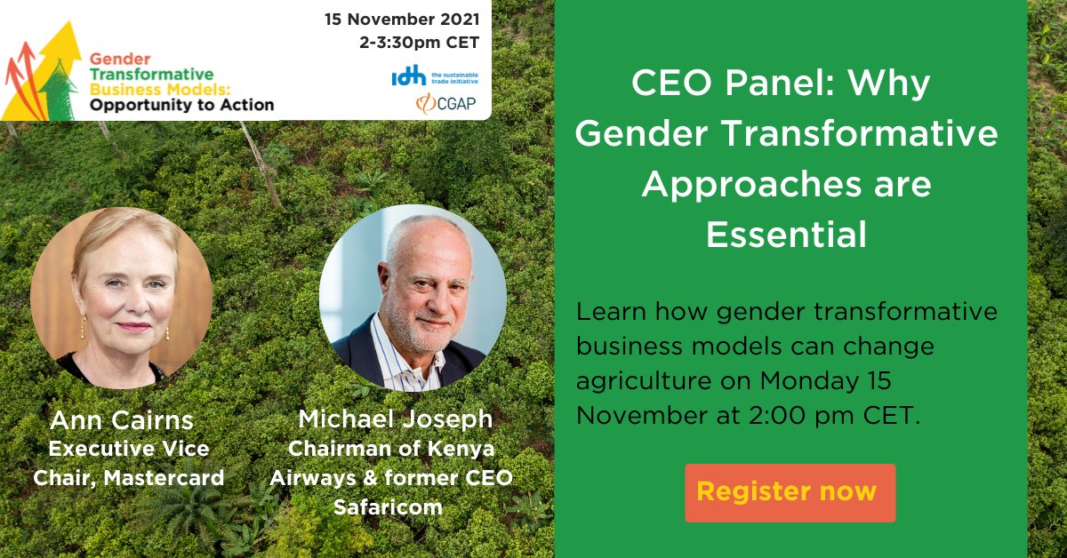 Why are #Gender Transformative Approaches essential?
Join <a href="/AnnMCairns/">Ann Cairns</a>, Executive Vice Chair <a href="/Mastercard/">Mastercard</a> and Michael Joseph, Chairman <a href="/KenyaAirways/">Official Kenya Airways</a> as part of the CEO panel on Monday 15th to address this critical question. Register now: myevent.network/gendertransfor…
#GenderinBusiness