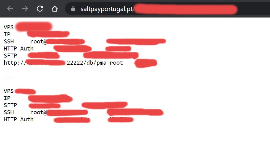 tomahock's tweet image. Ontem fizeram-me chegar um link para o site oficial da SaltPay saltpayportugal.pt onde os senhores tinham alojado um .txt com credenciais de acesso root a 2 servidores..

Não sei, nem quero saber, se estes dados estavam válidos. Se os servidores eram mesmo deles.