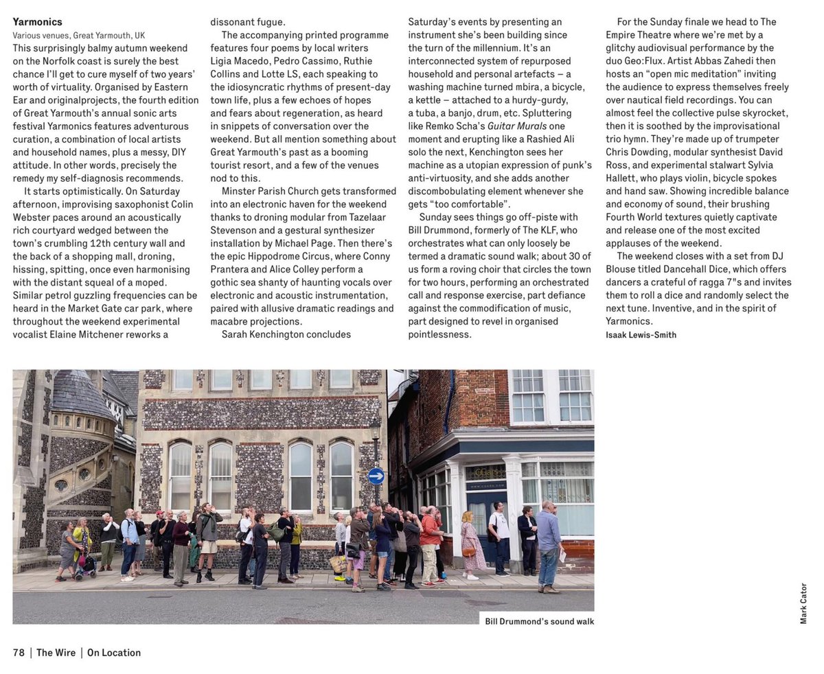 Great write-up of this year’s #yarmonics festival by <a href="/isaakeles/">Isaak Lewis-Smith</a> in December’s <a href="/thewiremagazine/">The Wire Magazine</a>