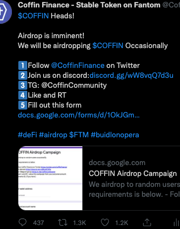 Coffin Finance - Stable Token on Fantom tweet media
